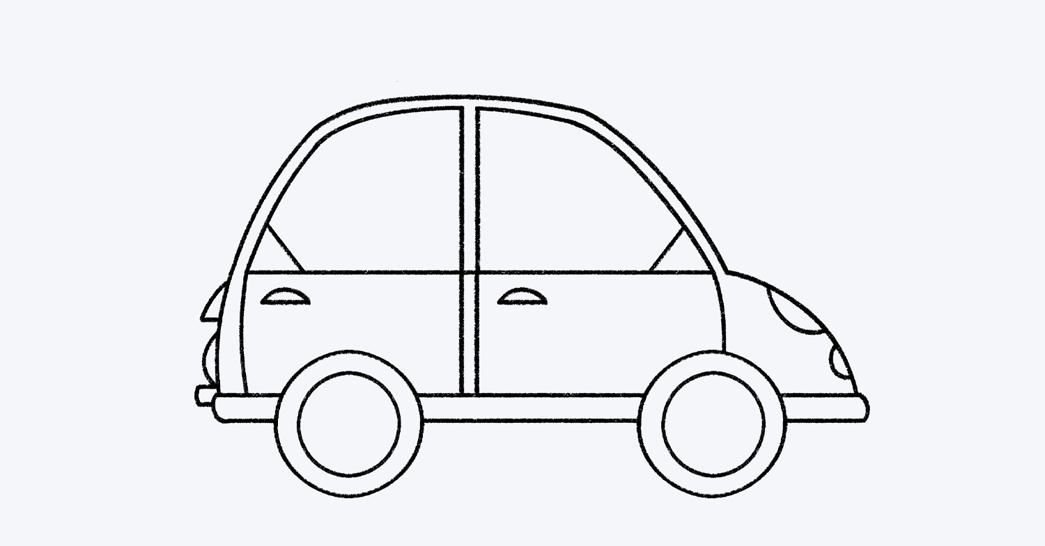 Cómo dibujar un auto fácil para niños, paso a paso. Dibutoy.com