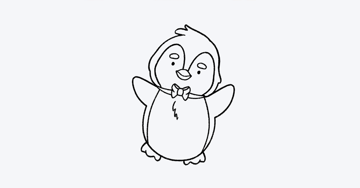 Cómo dibujar un pingüino fácil para niños, paso a paso. Dibutoy.com