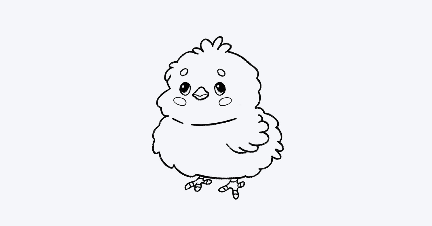 Cómo dibujar un pollito fácil para niños, paso a paso. Dibutoy.com
