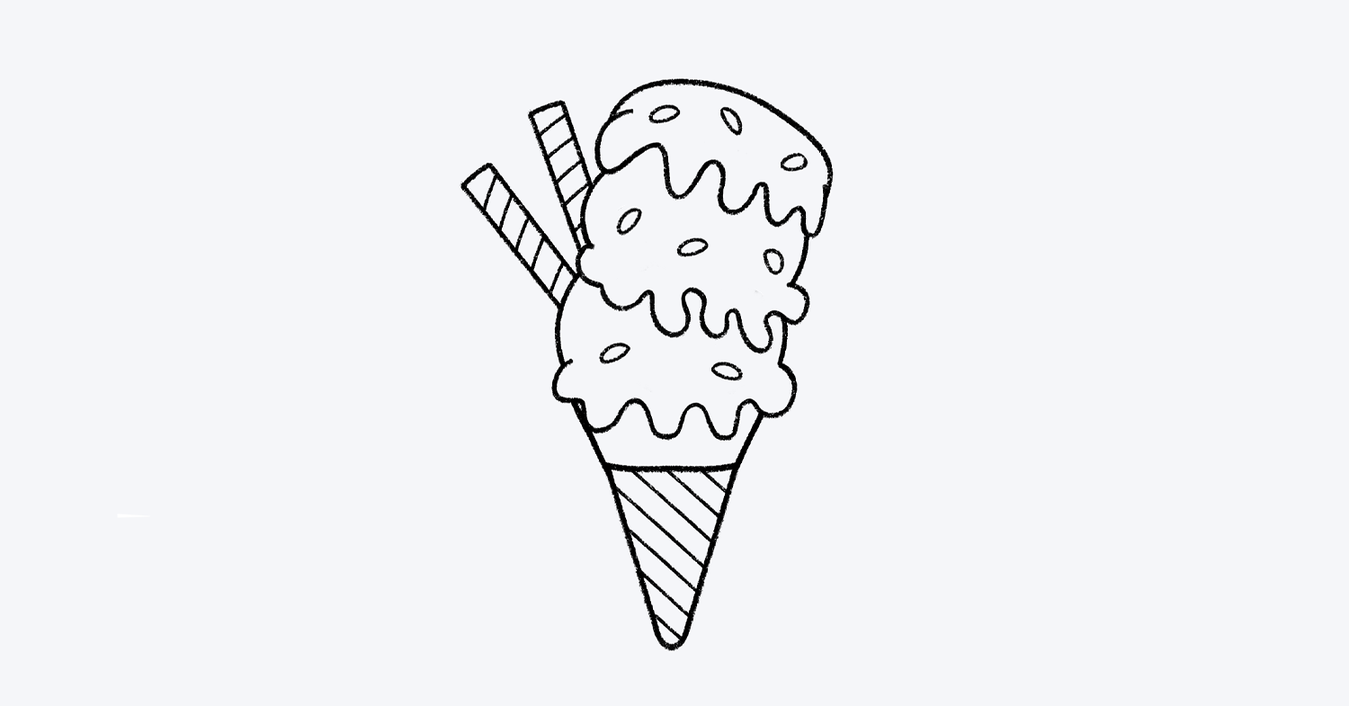 Cómo dibujar un helado fácil para niños, paso a paso. Dibutoy.com