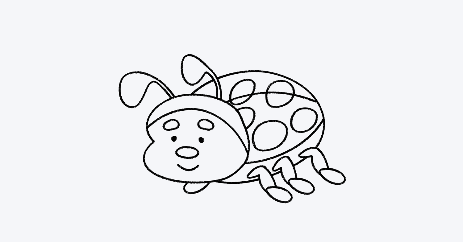 Cómo dibujar una mariquita fácil para niños, paso a paso. Dibutoy.com