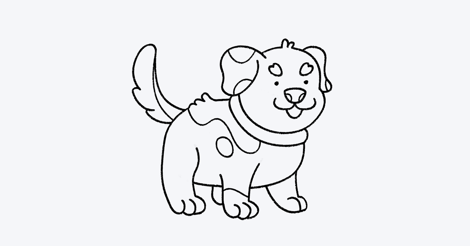 Cómo dibujar un perrito fácil para niños, paso a paso. Dibutoy.com