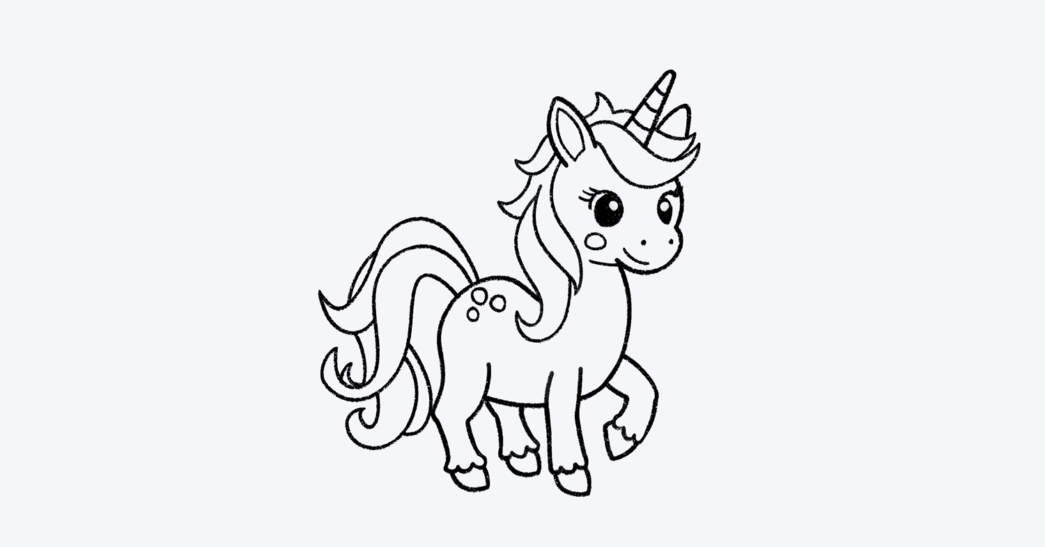 Cómo dibujar un unicornio fácil para niños, paso a paso. Dibutoy.com