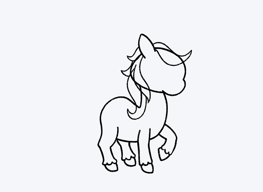Cómo dibujar un unicornio fácil para niños, paso a paso. Paso 6.