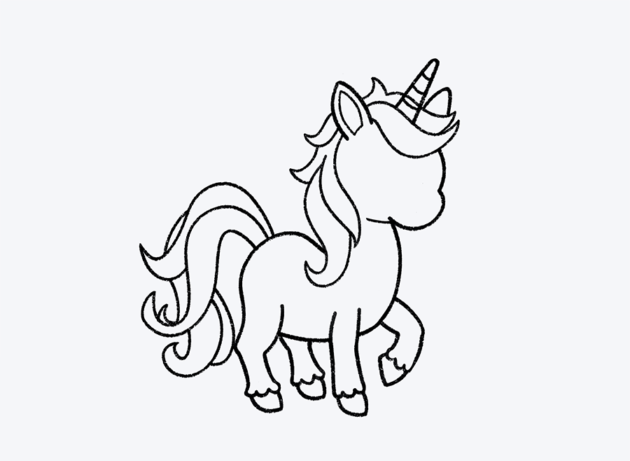 Cómo dibujar un unicornio fácil para niños, paso a paso. Paso 7.